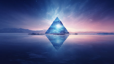 Futuristic landscape with a pyramid. Artifact on a distant planetの素材