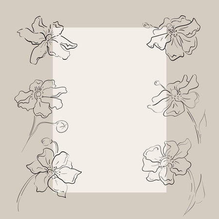 Vector Set Line Art Flowers, Plants. Art Floral Elements. Minimalist. Best for background, wallpaper, wrapping paper, textile, prints, wedding invitation, party supplies, T-shirt. Vector illustrationのイラスト素材