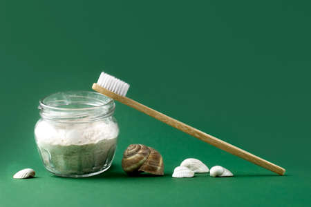 natural care products. Mineral and marine additives for cleaning teeth and oral cavity, toothbrush...