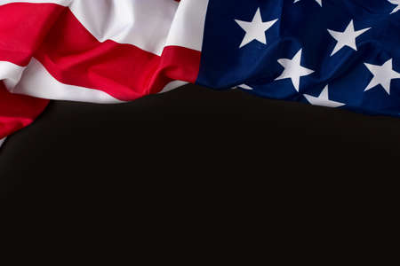 American Flag close up on black background for Memorial Day or 4th of July. flag day. national...