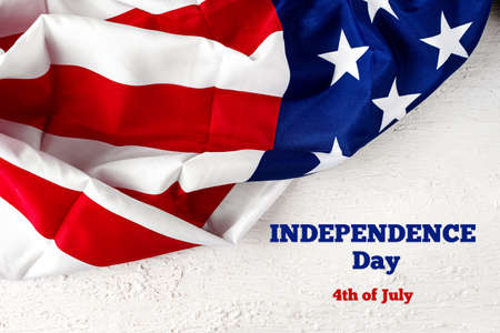independence day. American Flag close up on white background for Memorial Day or 4th of July. flag day. national patriotic holiday. greeting cardの写真素材