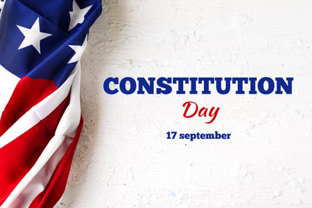happy constitutional day. american national day of america. 17 september - United States Constitution day. Banner or greeting card on white background.の写真素材