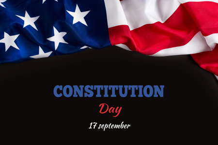 happy constitutional day. american national day of america. 17 september - United States Constitution day. Banner or greeting card on black background.の写真素材