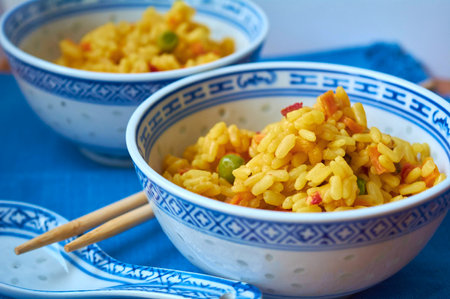 Seafood and vegetable risottoの写真素材