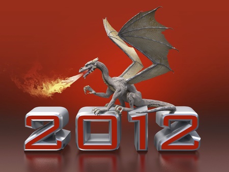 3D image of a dragon for use in calendars for 2012の写真素材