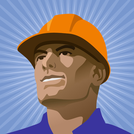 Male construction worker looking into the distanceのイラスト素材