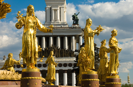 Fountain friendship of the peoples of the USSR, Moscow, Russiaの写真素材