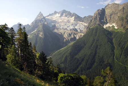 Mountain peaks, Dombay, Russiaの写真素材