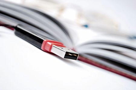 The handle and points lie on a weekly journalの写真素材