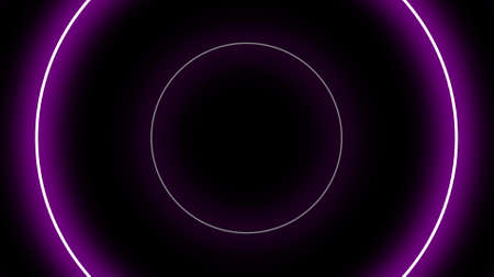 Neon purple circles on a black background. Increase in scale.の写真素材