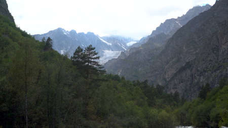 View of high snowy mountains.の写真素材