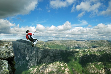 Jump off a cliff with a rope, mountain, sea, nature,