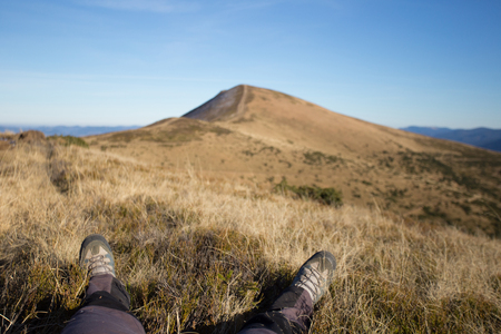 Hiking in Caucasus mountainsの写真素材