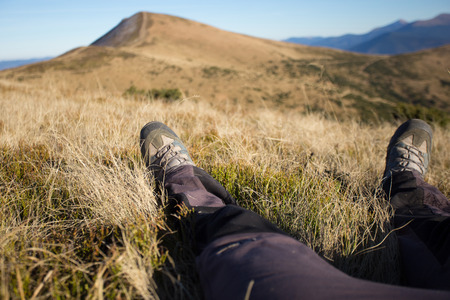 Hiking in Caucasus mountains.の写真素材