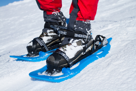 snowshoeing winter hiking.の写真素材