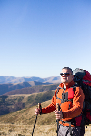 Hiking in Caucasus mountains.の写真素材