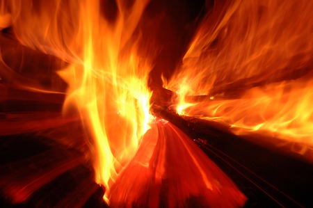 Fire flames on a black background.
