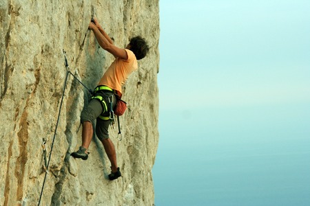 Climbing.
