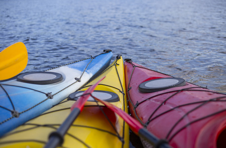 Kayak on the beach on a sunny day.の写真素材