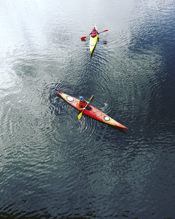 A trip by the river on a kayak.の写真素材