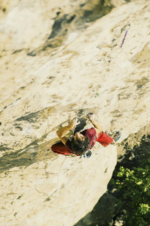 Climber to climb to the top of the mountain.の写真素材