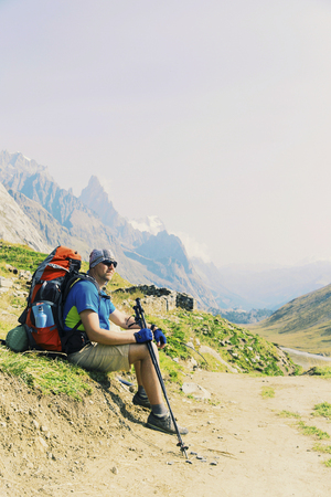 The Tour du Mont Blanc is a unique trek of approximately 200km around Mont Blanc that can be completed in between 7 and 10 days passing through Italy, Switzerland and France.の写真素材