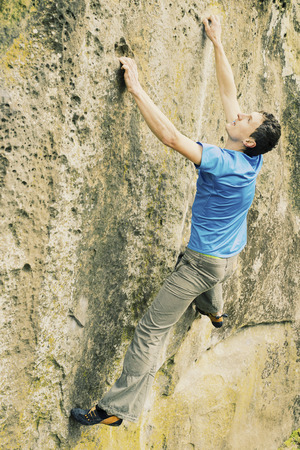 Climber to climb a big wall.の写真素材