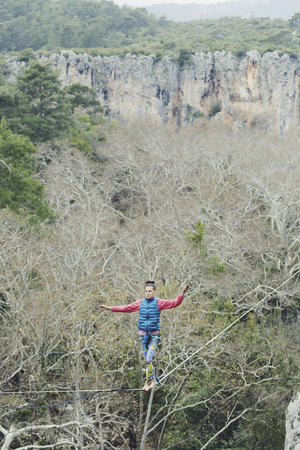 Walk a line in the sky.Turkish Highline Carnival in Antalya.