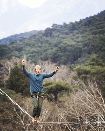 Walk a line in the sky.Turkish Highline Carnival in Antalya.の写真素材