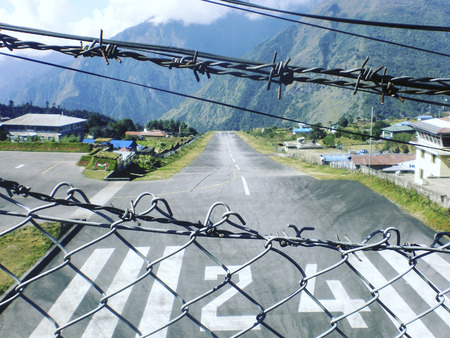 Lukla airport is a start point of Everest trek, Himalaya, Nepalの写真素材