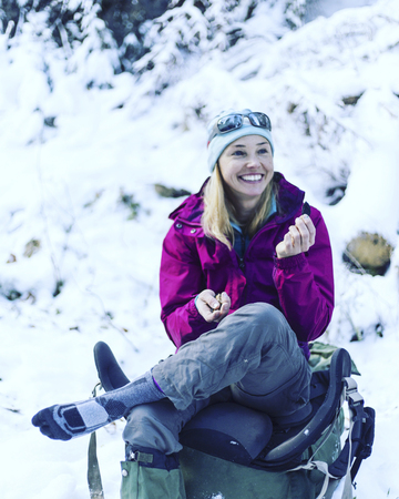 Trekking in the Canadian mountains.Hike is the popular recreation activity in North America.の写真素材
