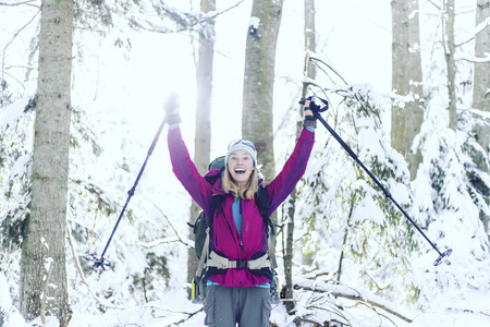 Trekking in the Canadian mountains.Hike is the popular recreation activity in North America.