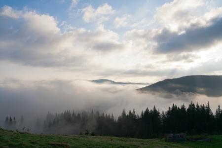 The area around the mountain Goverla, Carpathians, Ukraineの写真素材