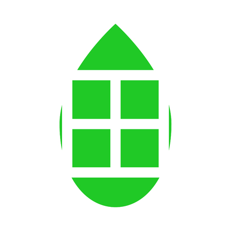 A wonderful simple logo design for windows on the background of a green leafのイラスト素材