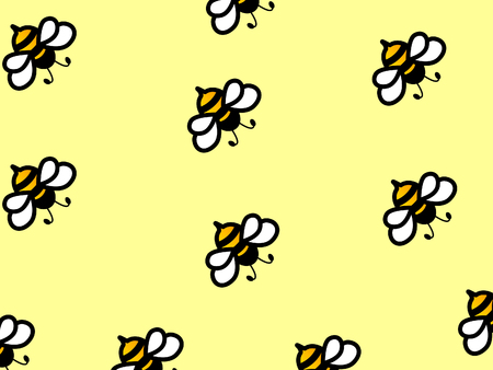 Wonderful design of hard-working bees on a light yellow backgroundのイラスト素材
