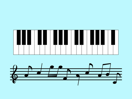 Magnificent simple design of piano keys with different musical notesのイラスト素材