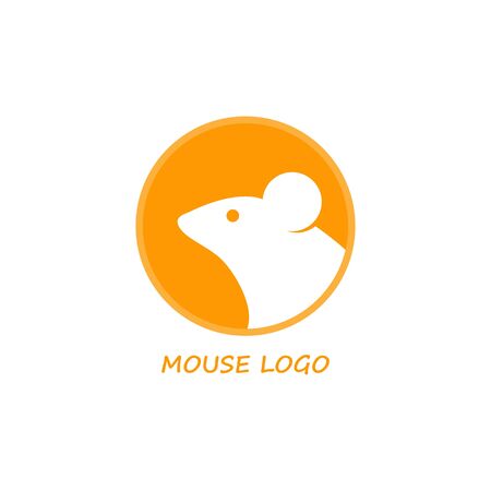 Mouse Logo Design Template. Vector Illustration Isolated on the white backgroundのイラスト素材