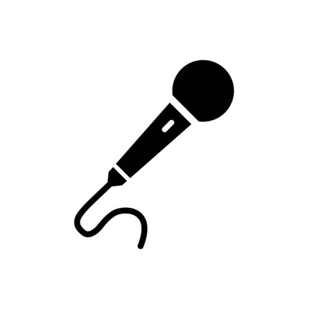 Microphone Icon Vector flat illustration, glyph style design isolatedのイラスト素材