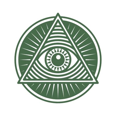 Vector icon human world eye in engraved style. One global color.