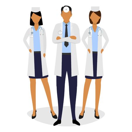 Medical team. Concept vector illustration with african doctors isolated on the white backgroundのイラスト素材