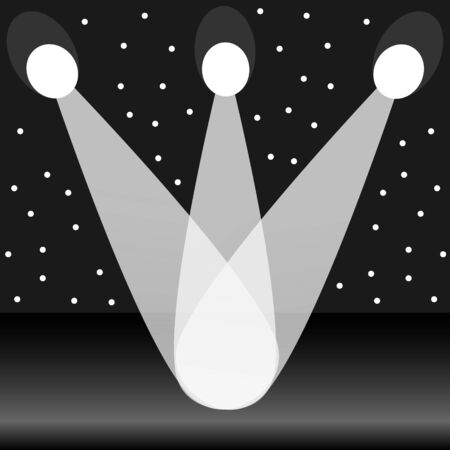 Magnificent black and white design of the scene illuminated by searchlightsのイラスト素材