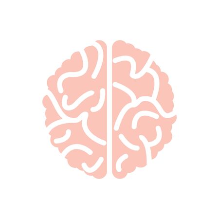 Brain  silhouette top view design vector template. Brainstorm think idea concept isolated on white