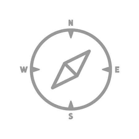 Vector compass flat icon with with North, South, East and West indicated. Navigation illustration isolated on whiteのイラスト素材
