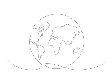 Continuous Earth line drawing stock vector illustration isolated on white backgroundのイラスト素材