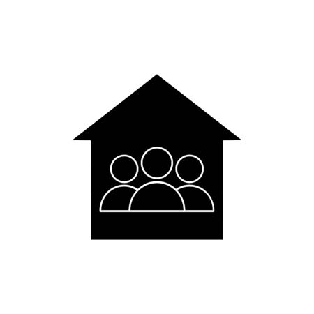 People black silhouette icon in house vector. Stay at home illustration isolated on white.のイラスト素材