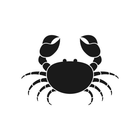 Crab cartoon cut vector illustration isolated on white. Black silhouette animal.のイラスト素材