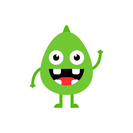 Cute cartoon baby monster. Kawaii scary funny baby character flat icon. Happy Halloween vector illustration isolated on white background.のイラスト素材