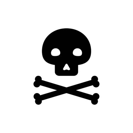 Skull with crossed bones icon. Death sign vector illustration isolated on white.のイラスト素材