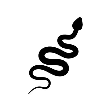 Black silhouette snake vector illustration isolated on white.のイラスト素材