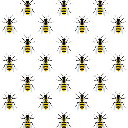 Flying bees seamless pattern on whiteのイラスト素材